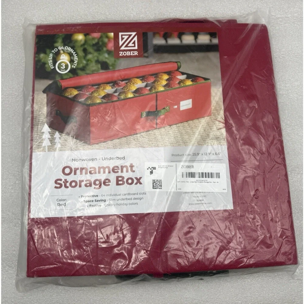 Underbed Christmas Ornament Storage Box - Stores 64 3